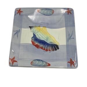 G.R. Ceramica Sea Themed Blue Decorative Plate Coastal Nautical Decor